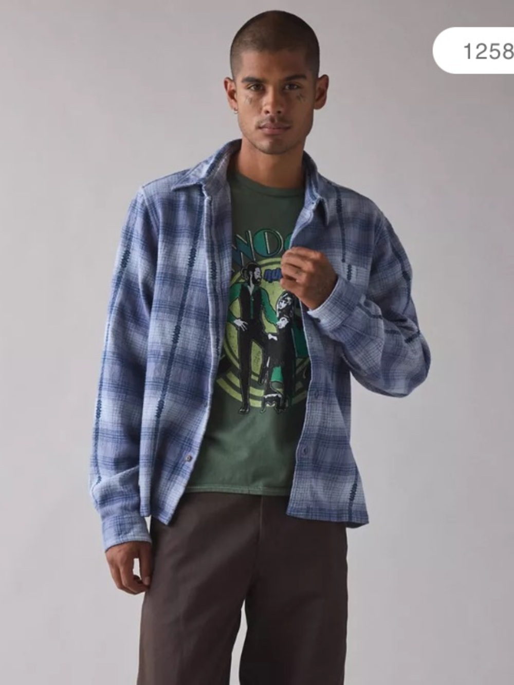 Urban Outfitters BDG Slate Blue Plaid Flannel Shirt